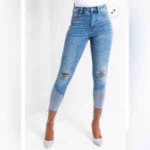 Akira rhinestone fringe jeans